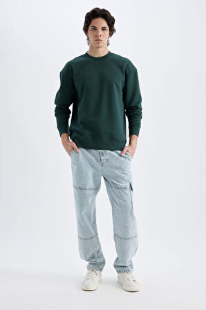 DeFacto Boxy Fit Bisiklet Yaka Baskılı Sweatshirt X8282AZ24AUGN536