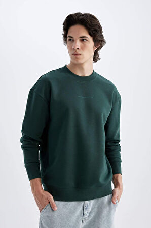 DeFacto Boxy Fit Bisiklet Yaka Baskılı Sweatshirt X8282AZ24AUGN536