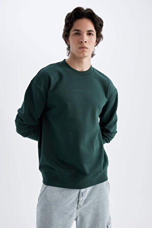 DeFacto Boxy Fit Bisiklet Yaka Baskılı Sweatshirt X8282AZ24AUGN536