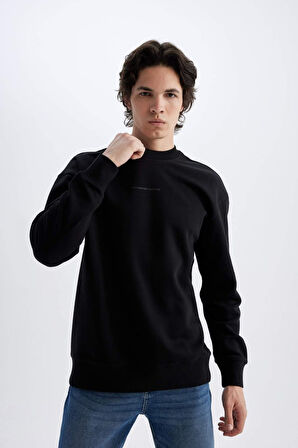 DeFacto Boxy Fit Bisiklet Yaka Baskılı Sweatshirt X8282AZ24AUBK81