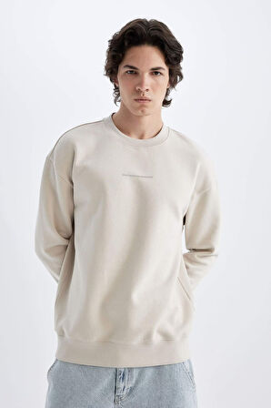 DeFacto Boxy Fit Bisiklet Yaka Baskılı Sweatshirt X8282AZ24AUBG766