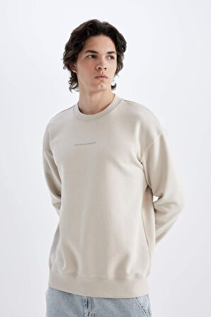DeFacto Boxy Fit Bisiklet Yaka Baskılı Sweatshirt X8282AZ24AUBG766
