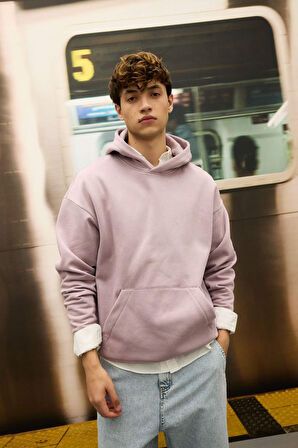 Oversize Fit Kapüşonlu Basic Sweatshirt