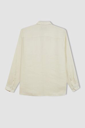 DeFacto Relax Fit Polo Yaka Poplin Modal Basic Düz Uzun Kollu Gömlek C4131AX24SMER102