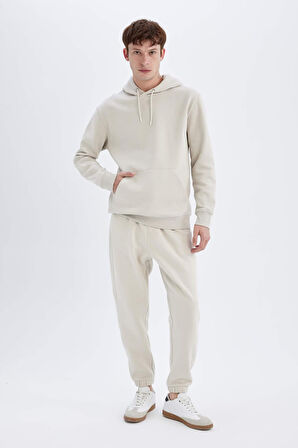DeFacto Regular Fit Kapüşonlu Kanguru Cepli İçi Yumuşak Tüylü Basic Düz Sweatshirt X8283AZ24AUBG766