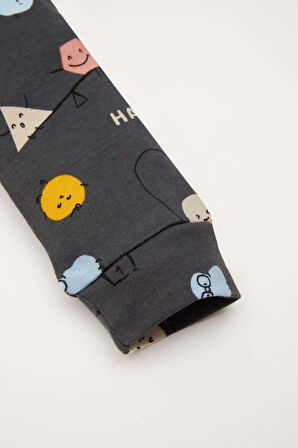 Erkek Bebek Pijama Takım Desenli Uzun Kollu Üst Beli Lastikli Uzun Alt