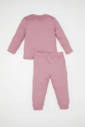 DeFacto Kız Bebek Pijama Takımı Baskılı Uzun Kollu Üst Beli Lastikli Alt D8645A524AUBR277