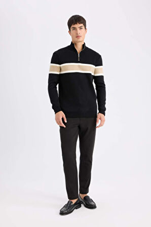 DeFacto Tailored Fit Normal Kesim Düz Paça Her Yöne Esneyen Yazlık Kumaş Pantolon C7508AX25SPBK27