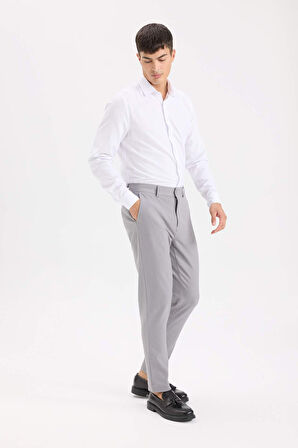 DeFacto Tailored Fit Normal Kesim Düz Paça Her Yöne Esneyen Yazlık Kumaş Pantolon C7508AX25SPGR370
