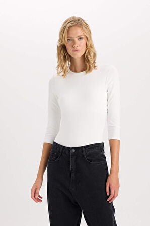 DeFacto Regular Fit Bisiklet Yaka Basic Düz Yarım Kollu Çıtçıtlı Body D6915AX24AUER105