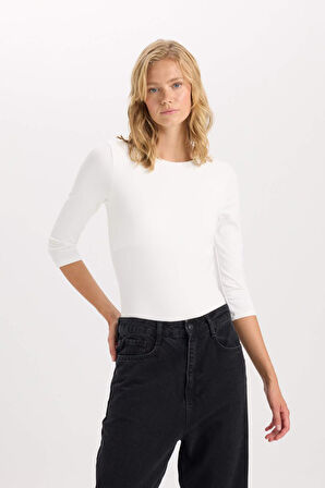 DeFacto Regular Fit Bisiklet Yaka Basic Düz Yarım Kollu Çıtçıtlı Body D6915AX24AUER105