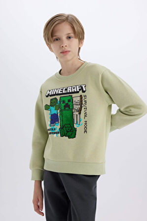 DeFacto Erkek Çocuk Minecraft Bisiklet Yaka Kalın Sweatshirt D6747A824WNGN767