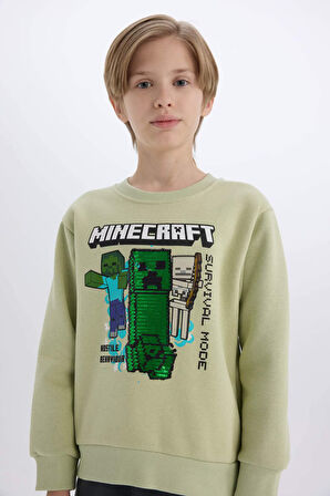 DeFacto Erkek Çocuk Minecraft Bisiklet Yaka Kalın Sweatshirt D6747A824WNGN767