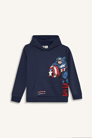 DeFacto Erkek Çocuk Marvel Kapüşonlu Kanguru Cepli Sweatshirt D6737A824WNNV94