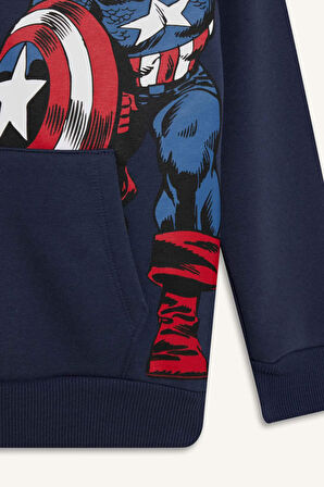 DeFacto Erkek Çocuk Marvel Kapüşonlu Kanguru Cepli Sweatshirt D6737A824WNNV94