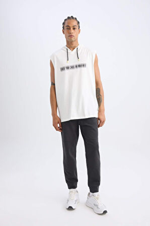 DeFactoFit Slim Fit Dar Kesim Baskılı Kapüşonlu Sporcu Atlet A1819AX24AUER105