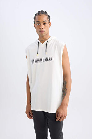 DeFactoFit Slim Fit Dar Kesim Baskılı Kapüşonlu Sporcu Atlet A1819AX24AUER105