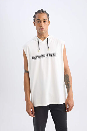 DeFactoFit Slim Fit Dar Kesim Baskılı Kapüşonlu Sporcu Atlet A1819AX24AUER105