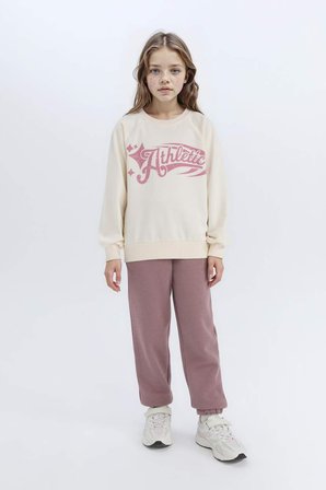DeFacto Relax Fit Bisiklet Yaka Baskılı Sweatshirt Kız Çocuk D6988A824WNER99