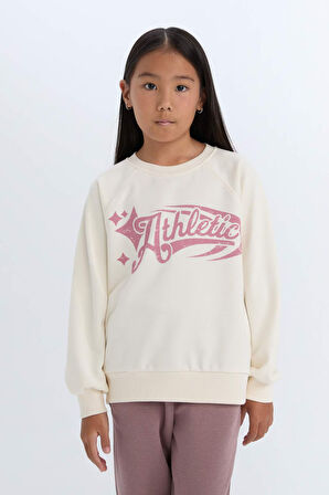 DeFacto Kız Çocuk Relax Fit Bisiklet Yaka Baskılı Sweatshirt D6988A824WNER99