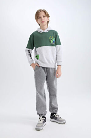 DeFacto Erkek Çocuk Minecraft Kapüşonlu Sweatshirt D6746A824WNGR400