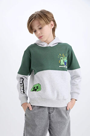 DeFacto Erkek Çocuk Minecraft Kapüşonlu Sweatshirt D6746A824WNGR400