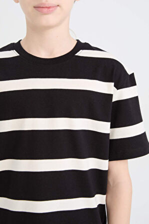 DeFacto Erkek Çocuk Bisiklet Yaka Çizgili Kısa Kollu Tişört D7863A825SMBK81