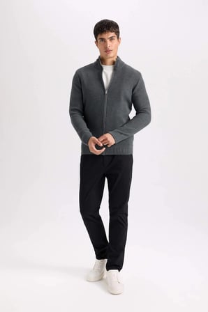 Defacto B2089 Siyah Yazlık Gabardin Chino Kanvas Pantolon Slim Fit Dar Kesim Dar Paça Cepli