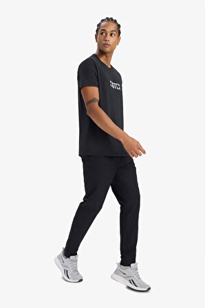 DeFactoFit Sporcu Jogger Eşofman Altı Slim Fit Dar Kesim Dokuma Üç Cepli Fermuarlı Paça B2780AX25SPBK81