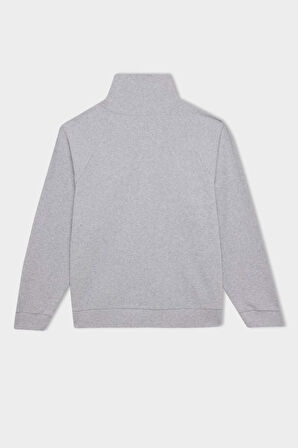 DeFacto Regular Fit Yarım Fermuarlı Dik Yaka Basic Düz Sweatshirt D9009AX24WNGR210