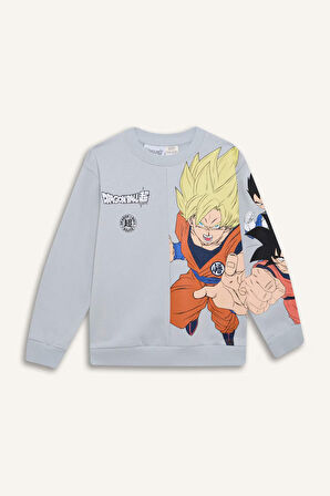 DeFacto Erkek Çocuk Dragon Ball New Bisiklet Yaka Sırt Baskılı Kalın Sweatshirt D6814A824WNGR297