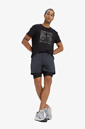 DeFactoFit Slim Fit Dar Kesim Sporcu Dokuma Şort