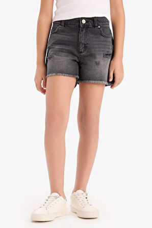 DeFacto Kız Çocuk Yırtık Detaylı Pamuklu Jean Şort D7106A825SMNM36