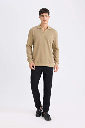 DeFacto Tailored Regular Fit Normal Kesim Kumaş Pantolon Basic Düz Cepli D9081AX24WNBK27