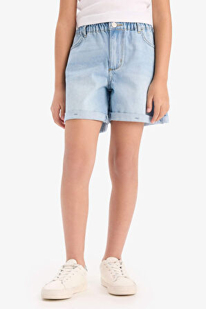 DeFacto Kız Çocuk Paperbag Jean Şort B8113A825SMNM39