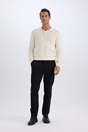DeFacto Tailored Regular Fit Normal Kesim Kumaş Pantolon Basic Düz Cepli D9083AX24WNBK27