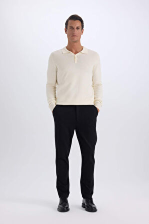 DeFacto Tailored Regular Fit Normal Kesim Kumaş Pantolon Basic Düz Cepli D9083AX24WNBK27