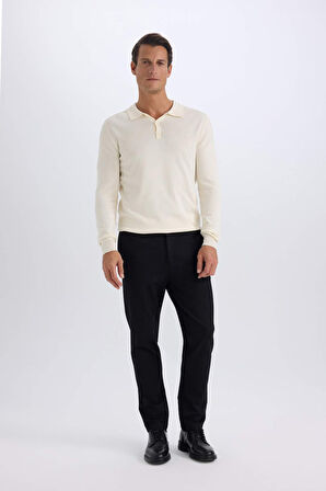 DeFacto Tailored Regular Fit Normal Kesim Kumaş Pantolon Basic Düz Cepli D9083AX24WNBK27