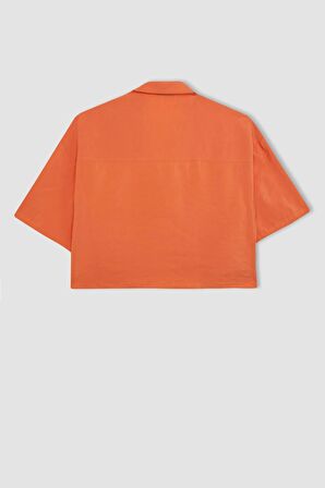 DeFacto Oversize Geniş Kalıp Pijama Yaka Modal Kısa Kollu Gömlek X7255AZ24HSOG203