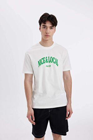 DeFacto Regular Fit Bisiklet Yaka Baskılı Kısa Kollu Tişört D4765AX24SMER105