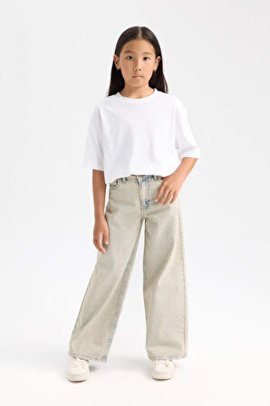DeFacto Kız Çocuk Wide Leg Geniş Bol Paça Cepli Pantolon D3720A824WNNM39