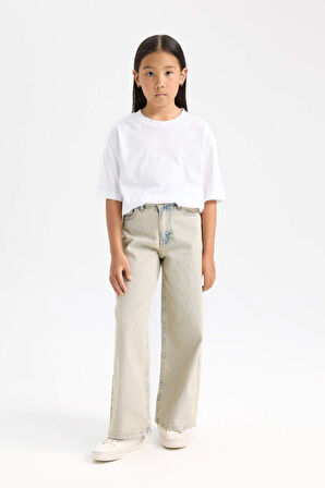 DeFacto Kız Çocuk Wide Leg Geniş Bol Paça Cepli Pantolon D3720A824WNNM39