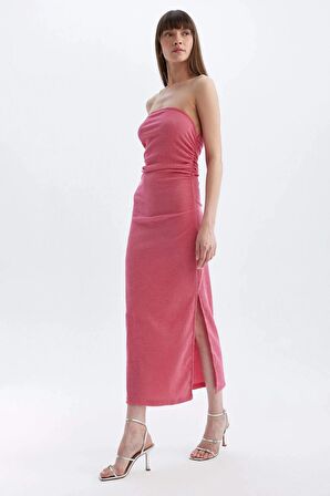 DeFacto Bodycon Straplez Bürümcük Midi Elbise D3510AX24HSPN296