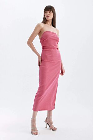 DeFacto Bodycon Straplez Bürümcük Midi Elbise D3510AX24HSPN296