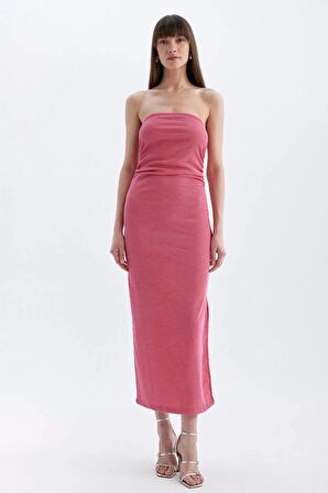 DeFacto Bodycon Straplez Bürümcük Midi Elbise D3510AX24HSPN296