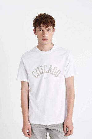 DeFacto Regular Fit Bisiklet Yaka Baskılı Kısa Kollu Tişört D4768AX24SMWT34
