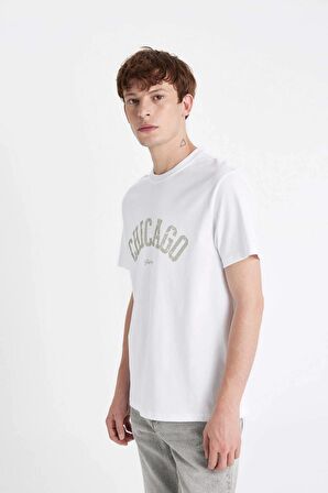 DeFacto Regular Fit Bisiklet Yaka Baskılı Kısa Kollu Tişört D4768AX24SMWT34