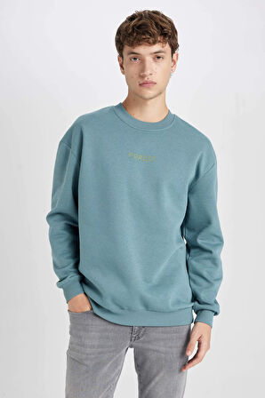 DeFacto Boxy Fit Bisiklet Yaka Baskılı Sweatshirt V5306AZ24AUGN979