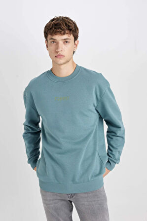 DeFacto Boxy Fit Bisiklet Yaka Baskılı Sweatshirt V5306AZ24AUGN979