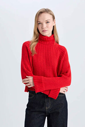 DeFacto Oversize Geniş Kalıp Balıkçı Yaka Triko Kazak L0986AZ24CWRD117